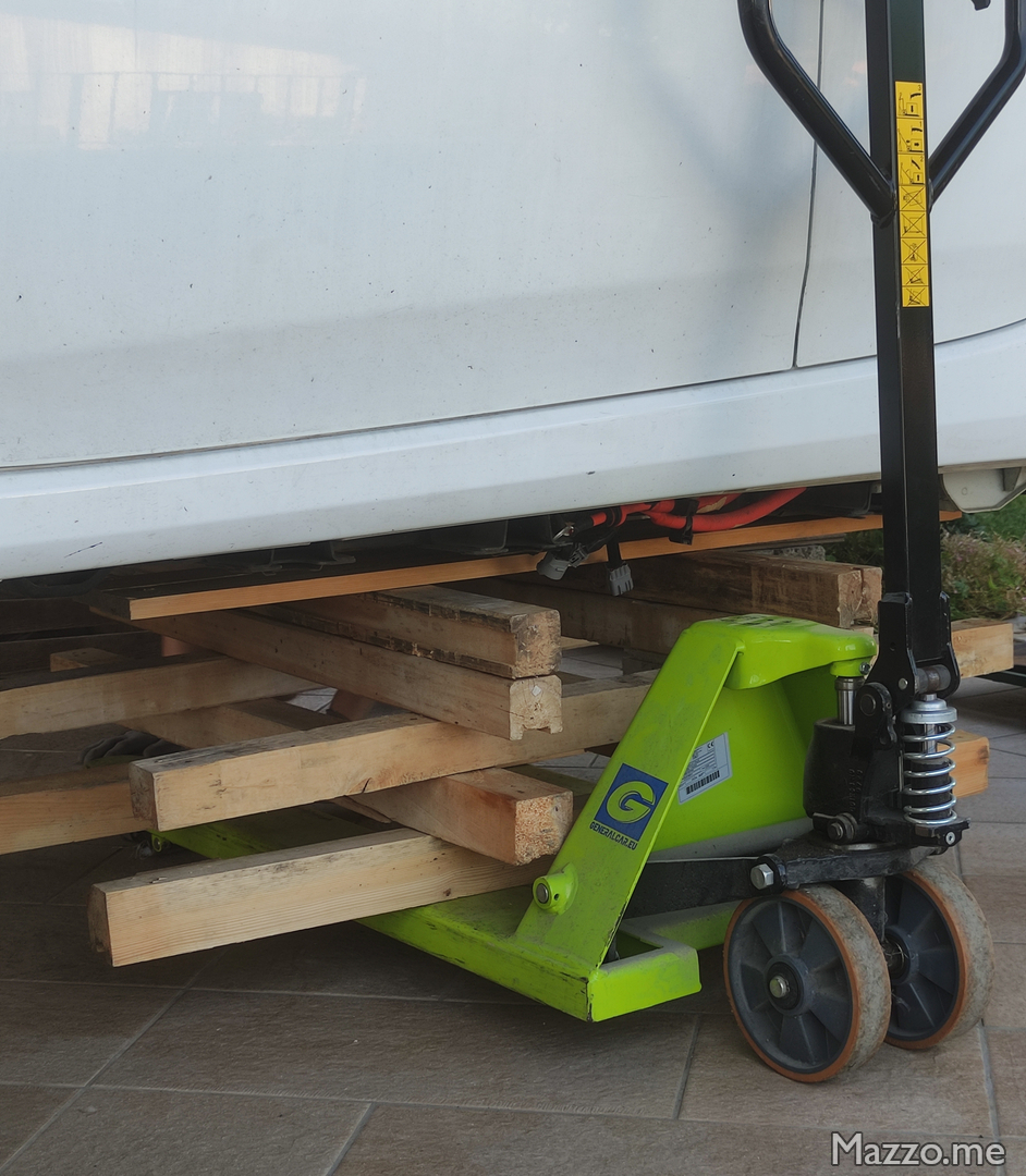 Sostegno batteria con transpallet